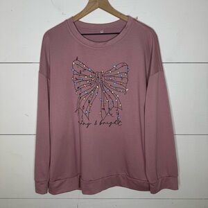 Pink ‘Merry & Bright’ Knit Top Size XXL